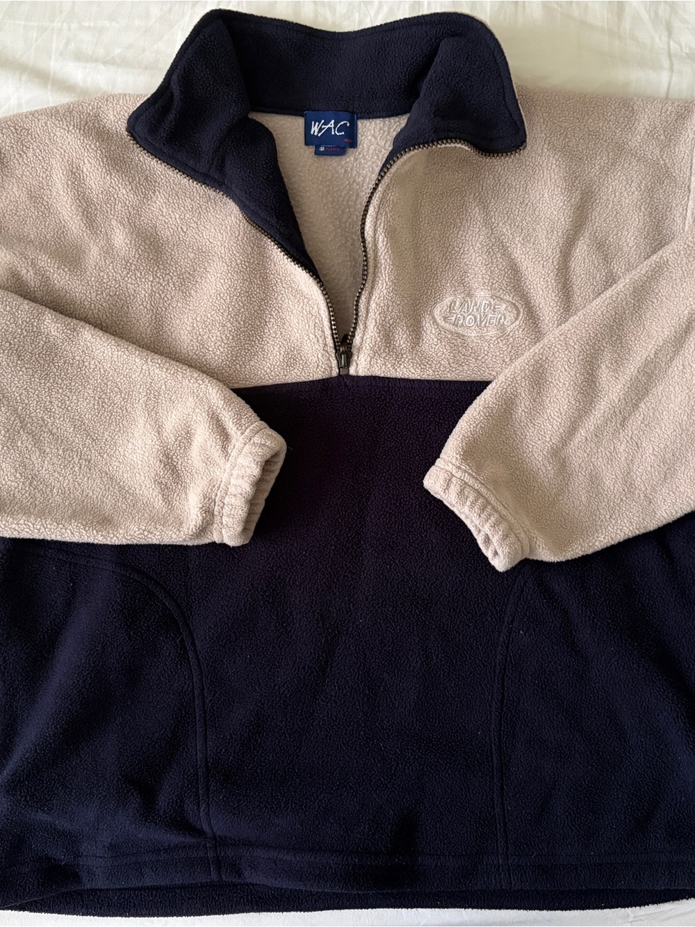 Land Rover Men’s Two-Tone Half-Zip Fleece Pullover - Beige & Navy